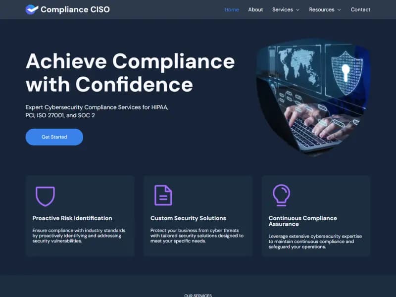 A screenshot of the Compliance CISO project website