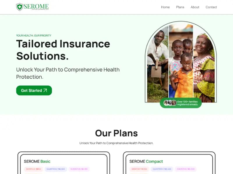 A screenshot of the Serome Health project website